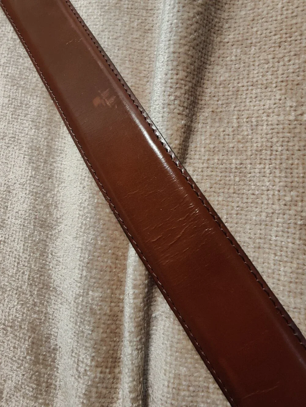 Vintage Avignon Brown Leather Belt with Gold Buckle, Fit 28